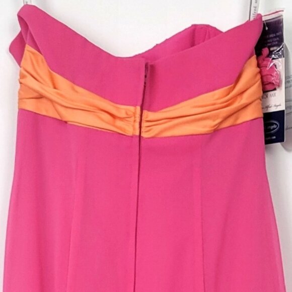 Alfred Angelo Bridesmaid Dress Pink & Orange Strapless Gown NWT - Picture 6 of 11